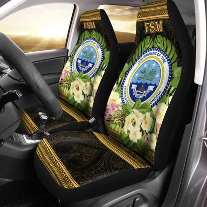 Federated States of Micronesia Car Seat Cover - Polynesian Gold Patterns Collection