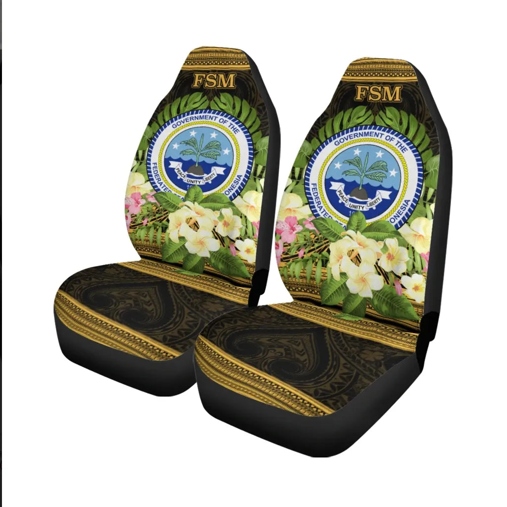 Federated States of Micronesia Car Seat Cover - Polynesian Gold Patterns Collection