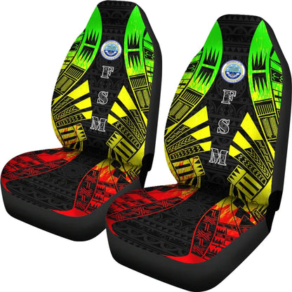 Federated States of Micronesia Car Seat Covers - FSM Seal Polynesian Tattoo Reggae