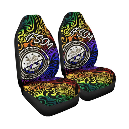 Federated States of Micronesia Car Seat Covers - Rainbow Polynesian Pattern