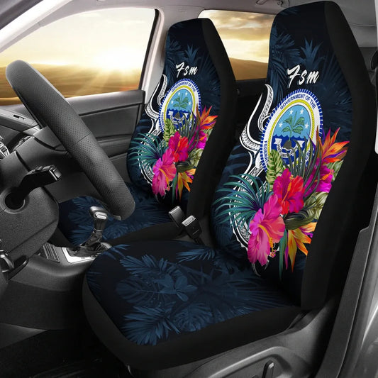 Federated States of Micronesia Car Seat Covers - Tropical Flower