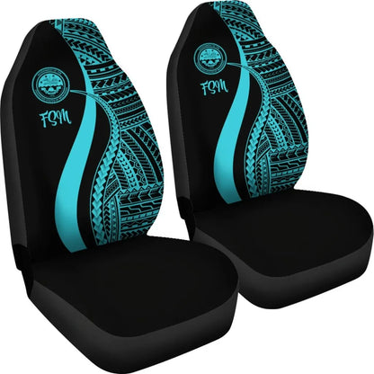 Federated States of Micronesia Car Seat Covers - Turquoise Polynesian Tentacle Tribal Pattern