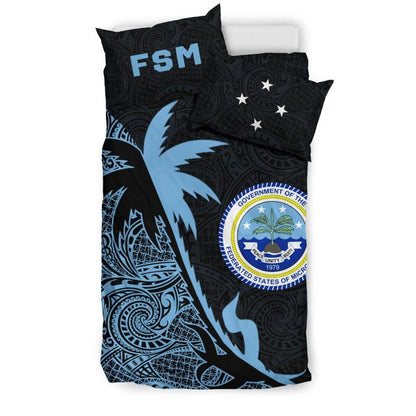 Federated States Of Micronesia Duvet Cover Set - Federated States Of Micronesia Coat Of Arms & Coconut Tree
