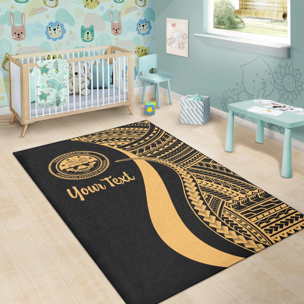 Federated States of Micronesia Custom Personalised Area Rug - Gold Polynesian Tentacle Tribal Pattern