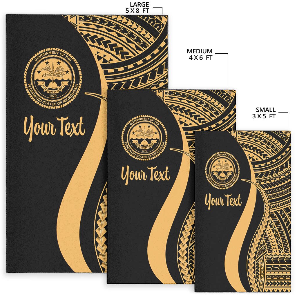 Federated States of Micronesia Custom Personalised Area Rug - Gold Polynesian Tentacle Tribal Pattern