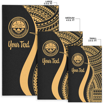 Federated States of Micronesia Custom Personalised Area Rug - Gold Polynesian Tentacle Tribal Pattern