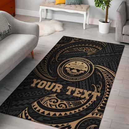 Federated States Of Micronesia Custom Personalised Area Rug - Gold Tribal Wave
