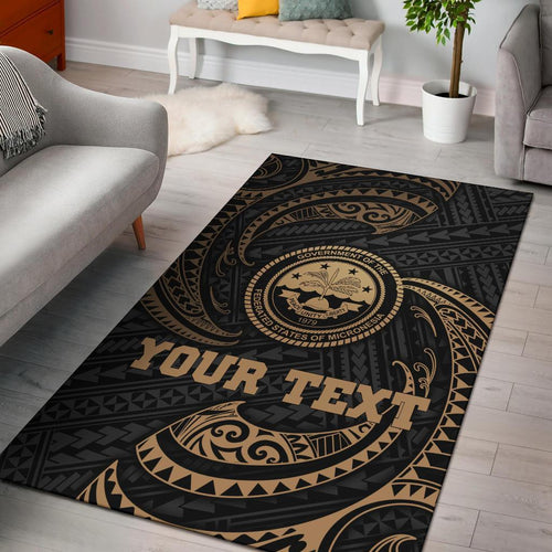 Federated States Of Micronesia Custom Personalised Area Rug - Gold Tribal Wave