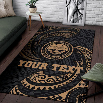 Federated States Of Micronesia Custom Personalised Area Rug - Gold Tribal Wave