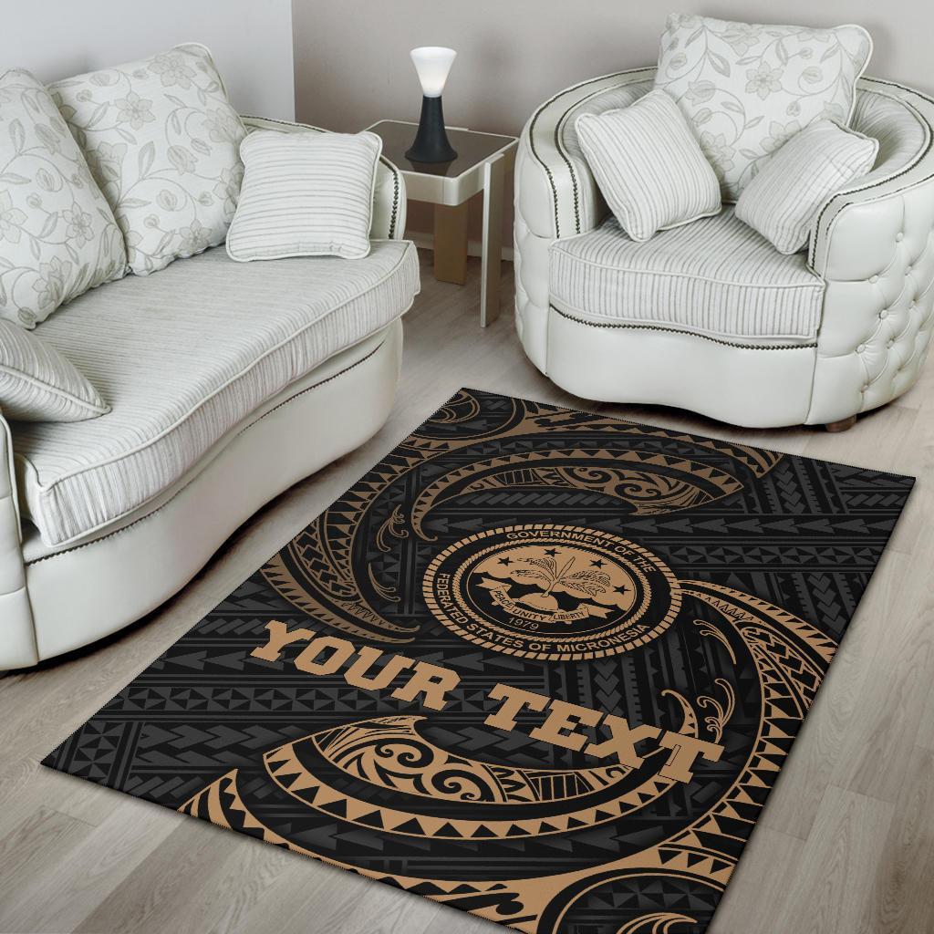 Federated States Of Micronesia Custom Personalised Area Rug - Gold Tribal Wave