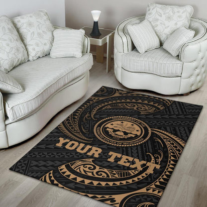 Federated States Of Micronesia Custom Personalised Area Rug - Gold Tribal Wave