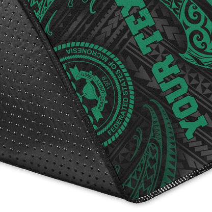Federated States Of Micronesia Custom Personalised Area Rug - Green Tribal Wave