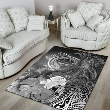 Federated States of Micronesia Custom Personalised Area Rug - Humpback Whale with Tropical Flowers (White)