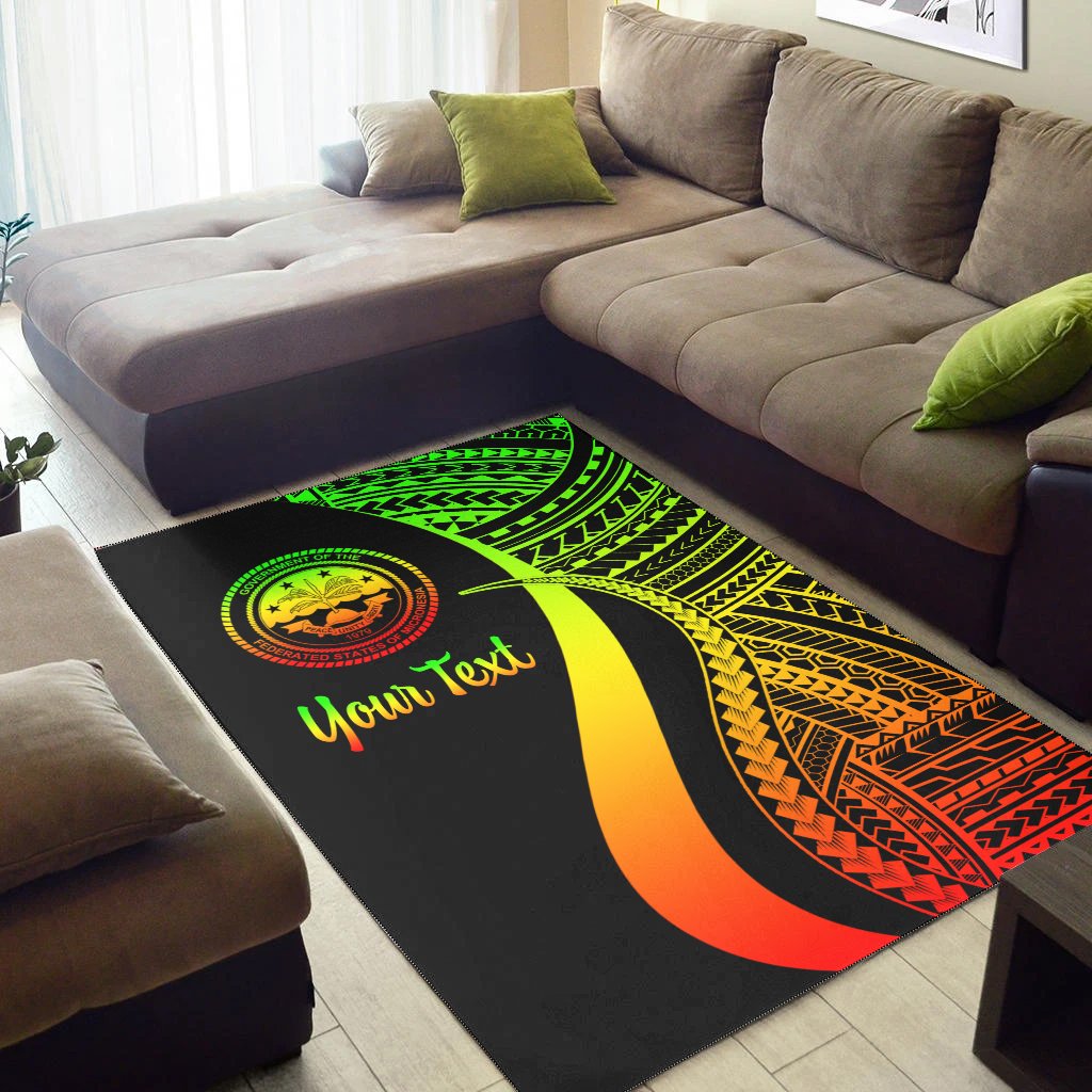 Federated States of Micronesia Custom Personalised Area Rug - Reggae Polynesian Tentacle Tribal Pattern