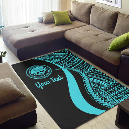 Federated States of Micronesia Custom Personalised Area Rug - Turquoise Polynesian Tentacle Tribal Pattern