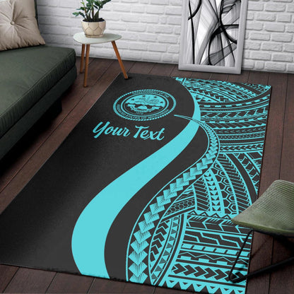 Federated States of Micronesia Custom Personalised Area Rug - Turquoise Polynesian Tentacle Tribal Pattern