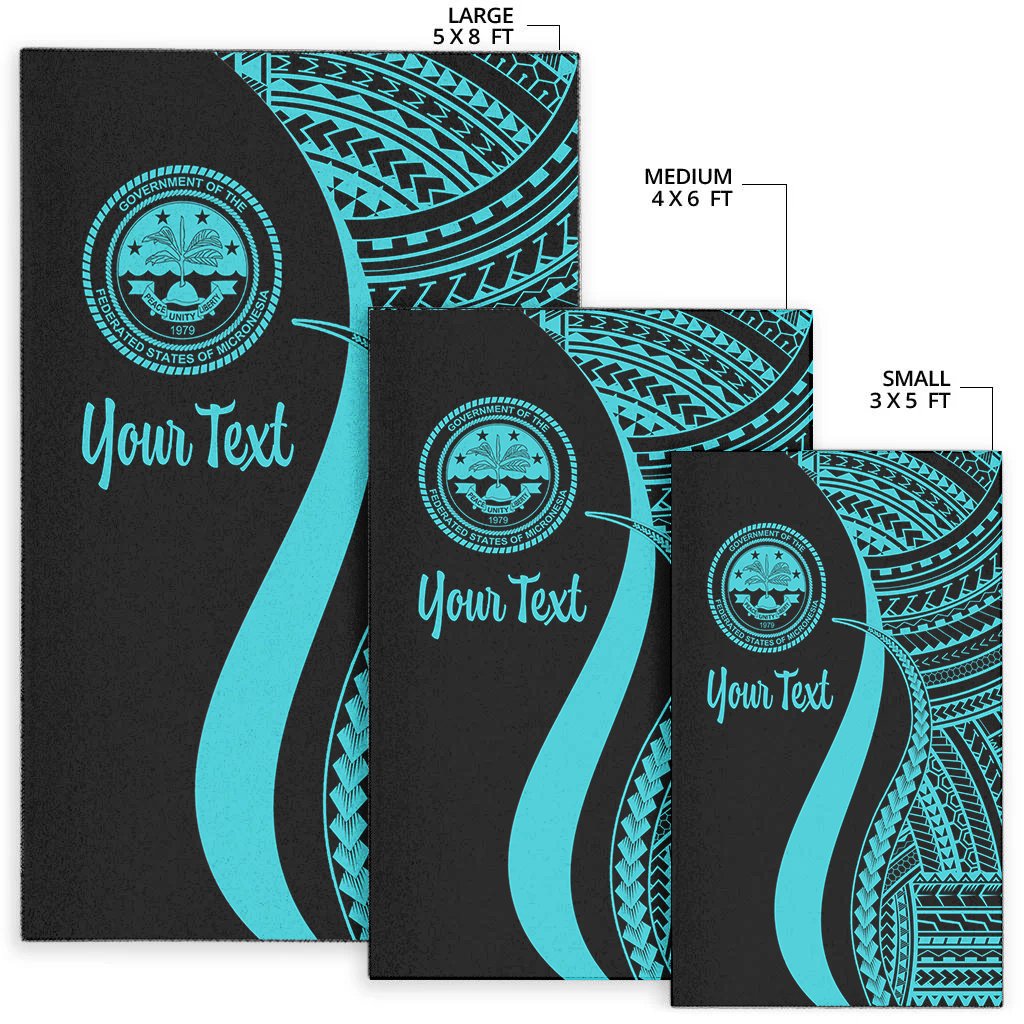 Federated States of Micronesia Custom Personalised Area Rug - Turquoise Polynesian Tentacle Tribal Pattern