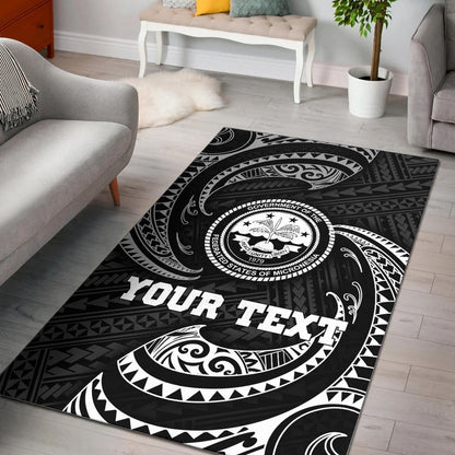 Federated States Of Micronesia Custom Personalised Area Rug - White Tribal Wave