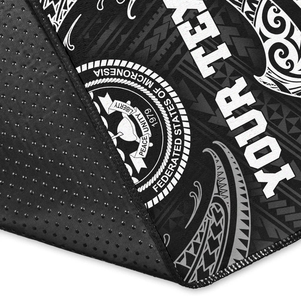 Federated States Of Micronesia Custom Personalised Area Rug - White Tribal Wave