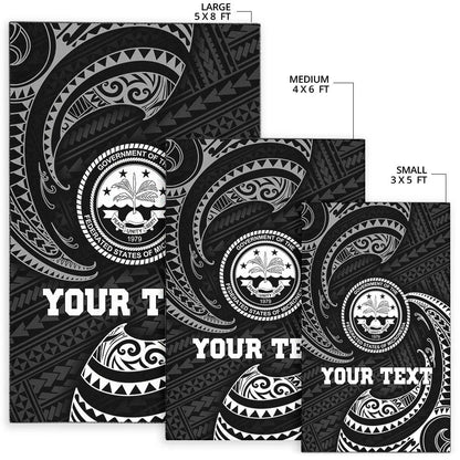 Federated States Of Micronesia Custom Personalised Area Rug - White Tribal Wave