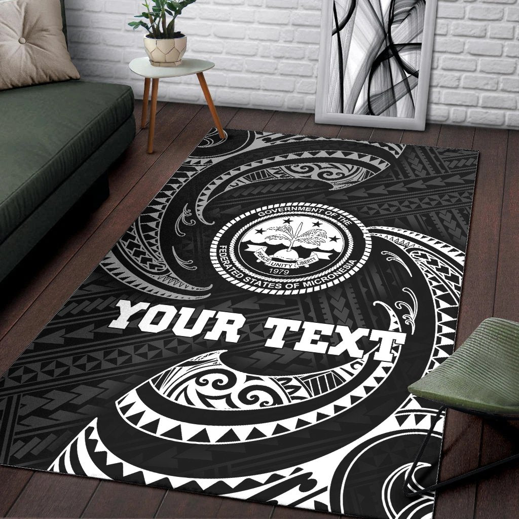 Federated States Of Micronesia Custom Personalised Area Rug - White Tribal Wave