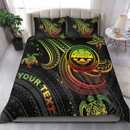 Federated States Of Micronesia Custom Personalised Bedding Set - Reggae Turtle