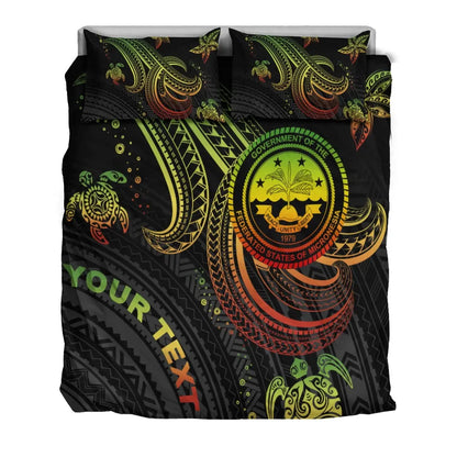Federated States Of Micronesia Custom Personalised Bedding Set - Reggae Turtle