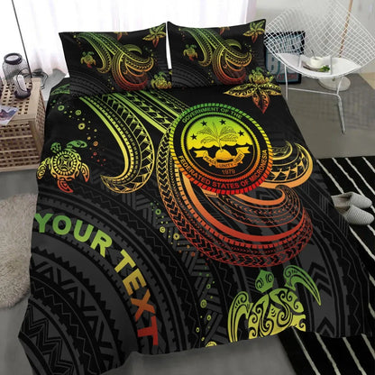Federated States Of Micronesia Custom Personalised Bedding Set - Reggae Turtle