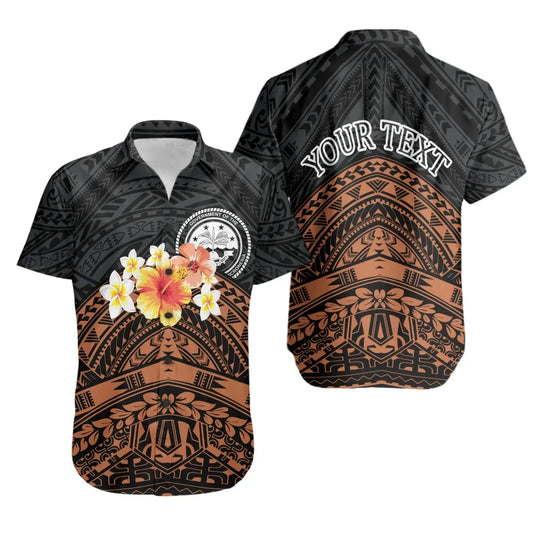 Federated States Of Micronesia Custom Personalised Short Sleeve Shirt - Tribal Pattern Hibiscus