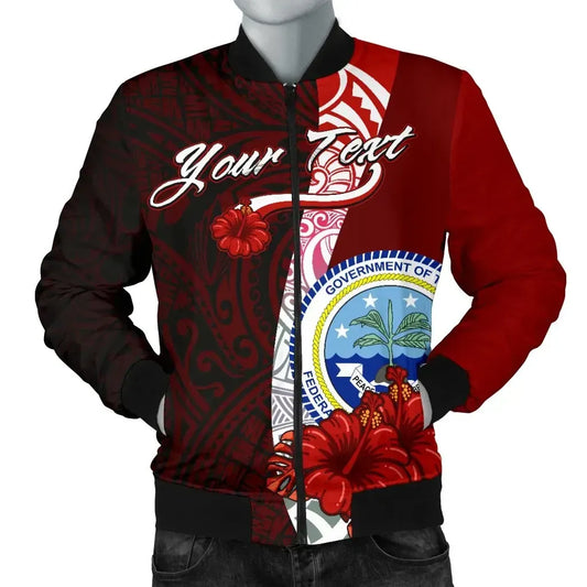 Federated States Of Micronesia Custom Personalised Bomber Jacket - Coat Of Arm With Hibiscus