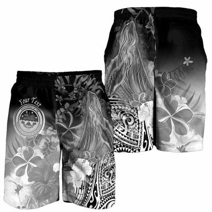 Federated States of Micronesia Custom Personalised Men Shorts - Humpback Whale with Tropical Flowers (White)