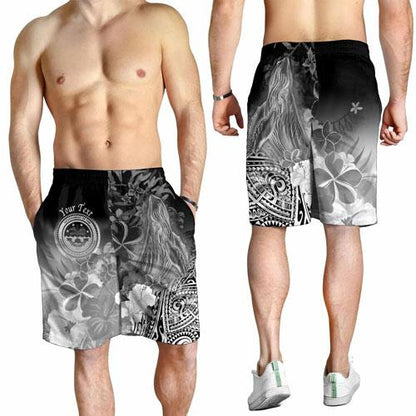 Federated States of Micronesia Custom Personalised Men Shorts - Humpback Whale with Tropical Flowers (White)