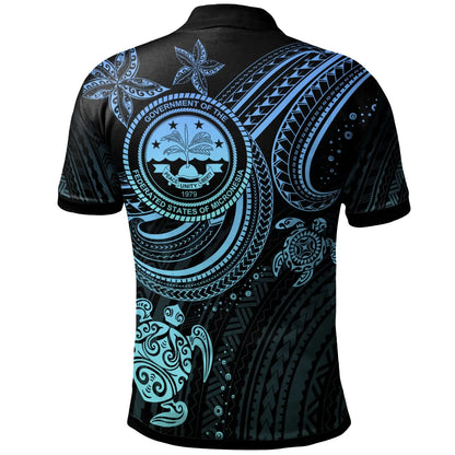 Federated States of Micronesia  Custom Personalised Polo Shirt - Coat Of Arm with Blue Turtle