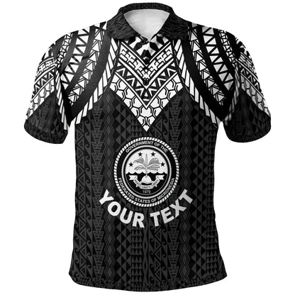 Federated States Of Micronesia Custom Personalised Polo Shirt - Polynesian Armor Style Black