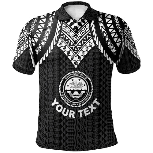 Federated States Of Micronesia Custom Personalised Polo Shirt - Polynesian Armor Style Black