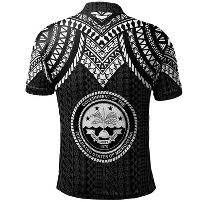 Federated States Of Micronesia Custom Personalised Polo Shirt - Polynesian Armor Style Black