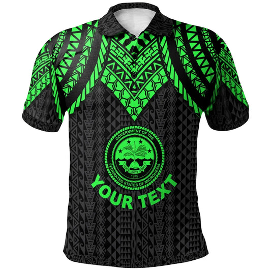 Federated States Of Micronesia Custom Personalised Polo Shirt - Polynesian Armor Style  Green