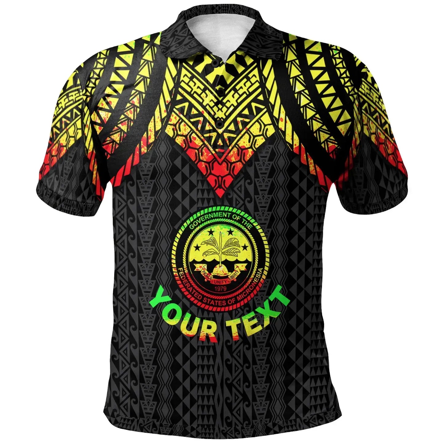 Federated States Of Micronesia Custom Personalised Polo Shirt - Polynesian Armor Style Reagge