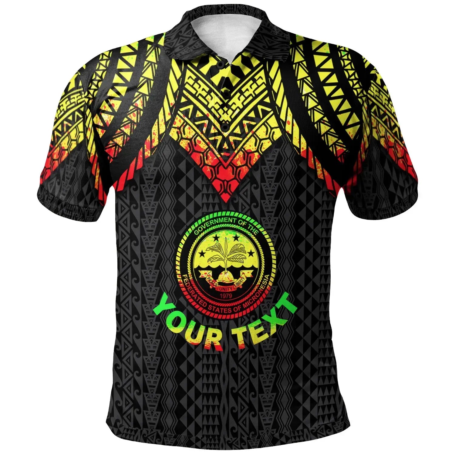 Federated States Of Micronesia Custom Personalised Polo Shirt - Polynesian Armor Style Reagge