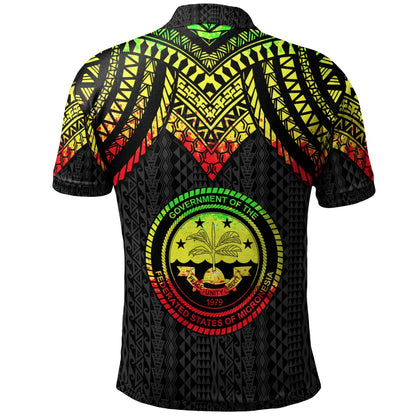 Federated States Of Micronesia Custom Personalised Polo Shirt - Polynesian Armor Style Reagge