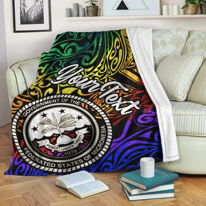 Federated States of Micronesia Custom Personalised Premium Blanket - Rainbow Polynesian Pattern