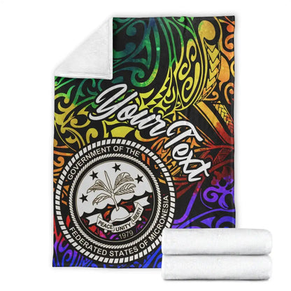 Federated States of Micronesia Custom Personalised Premium Blanket - Rainbow Polynesian Pattern