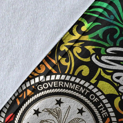 Federated States of Micronesia Custom Personalised Premium Blanket - Rainbow Polynesian Pattern