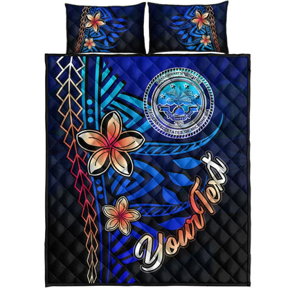 Federated States of Micronesia Custom Personalised Quilt Bed Set - Vintage Tribal Mountain