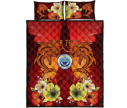 Federated States Of Micronesia Custom Personalised Quilt Bed Sets - Tribal Tuna Fish