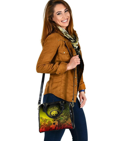 Federated States Of Micronesia Custom Personalised Shoulder Handbag - Humpback Whale With Tropical Flowers (Yellow)