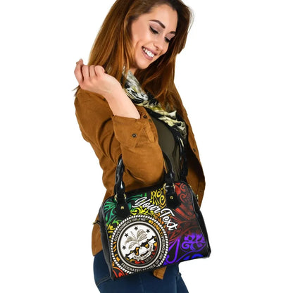 Federated States Of Micronesia Custom Personalised Shoulder Handbag - Rainbow Polynesian Pattern