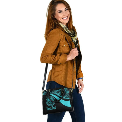 Federated States Of Micronesia Custom Personalised Shoulder Handbag - Turquoise Polynesian Tentacle Tribal Pattern