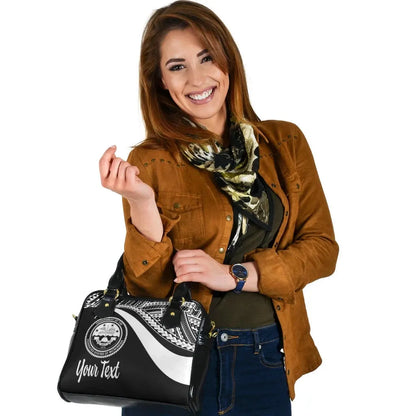 Federated States Of Micronesia Custom Personalised Shoulder Handbag - White Polynesian Tentacle Tribal Pattern