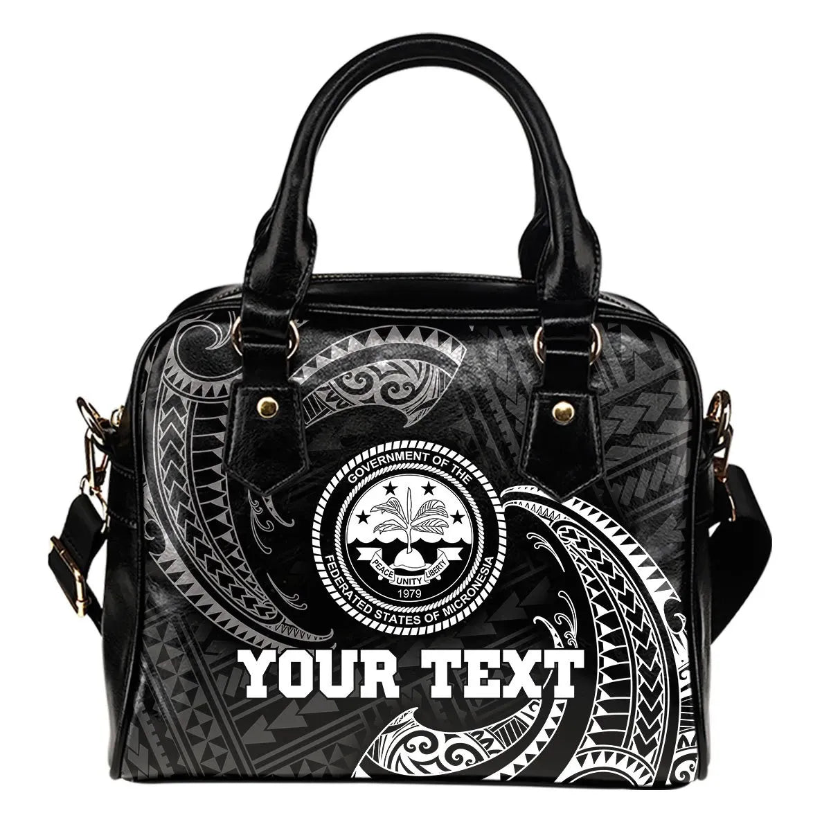 Federated States Of Micronesia Custom Personalised Shoulder Handbag - White Tribal Wave